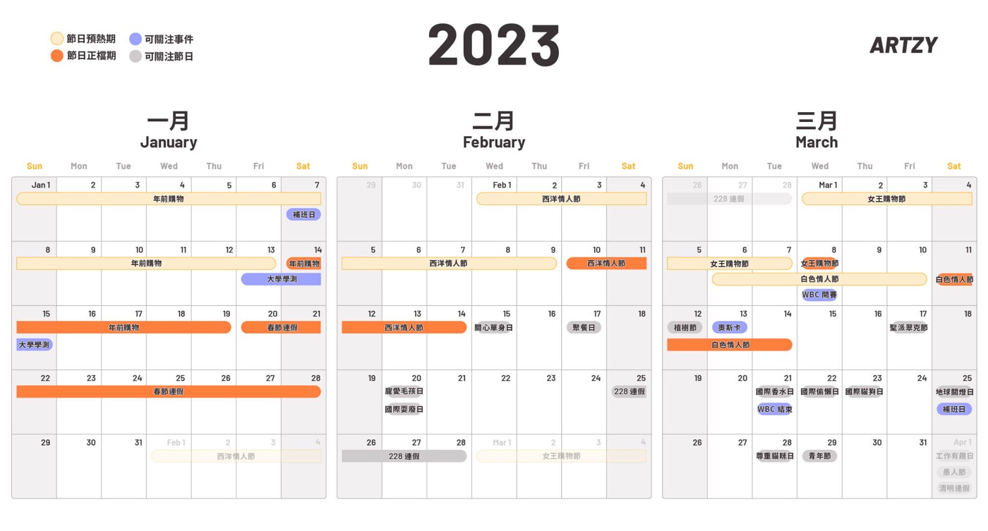 第一季行銷行事曆